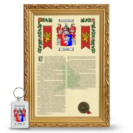 Norwick Framed Armorial History and Keychain - Gold
