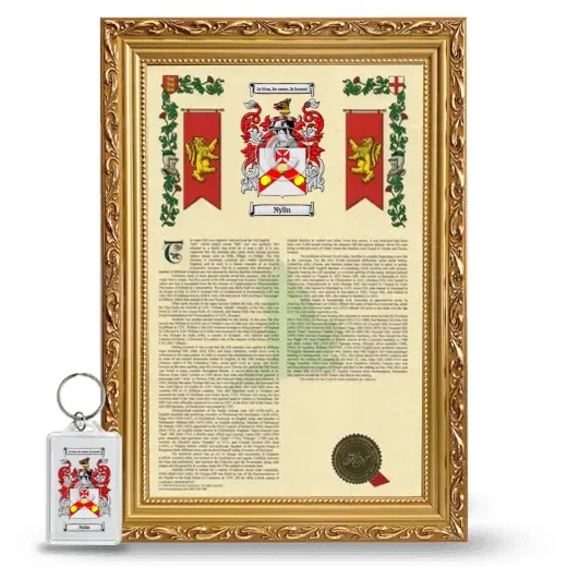 Nylin Framed Armorial History and Keychain - Gold
