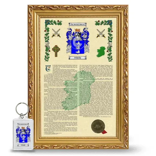 O healy Framed Armorial History and Keychain - Gold