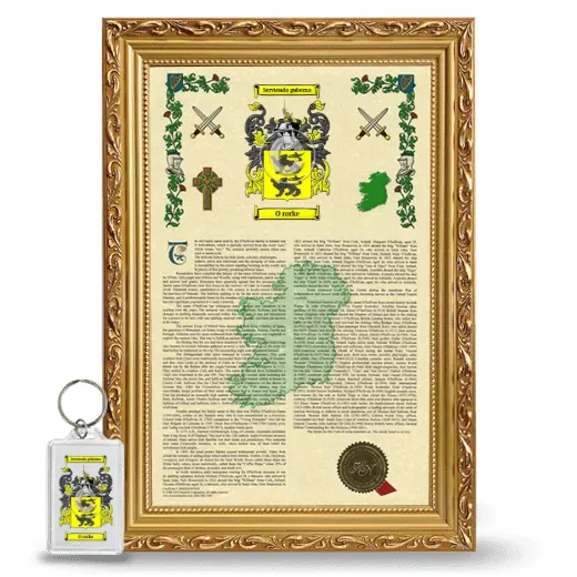 O rorke Framed Armorial History and Keychain - Gold