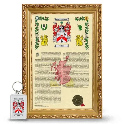Ockint Framed Armorial History and Keychain - Gold