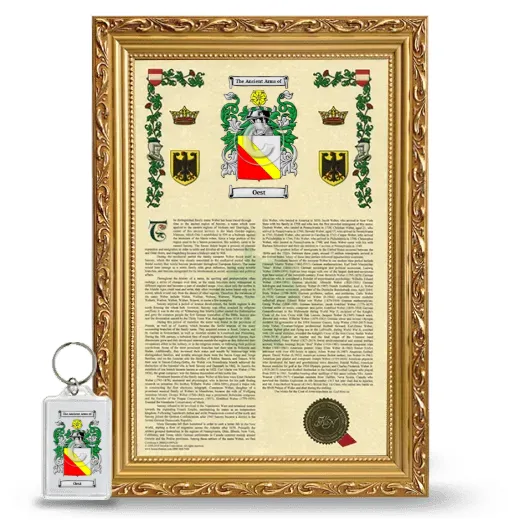 Oest Framed Armorial History and Keychain - Gold