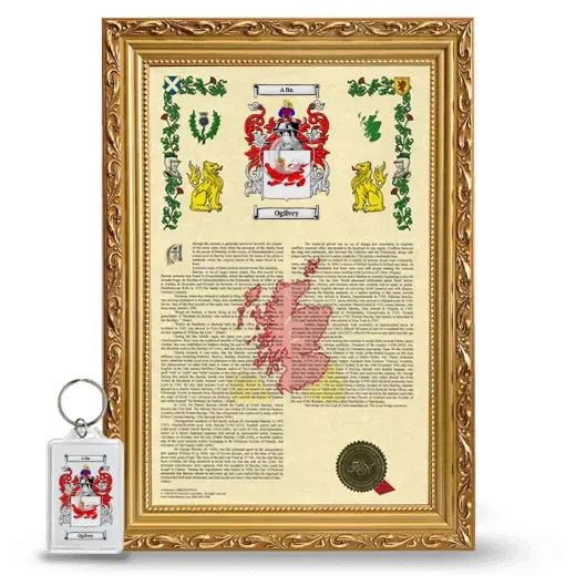 Ogilvey Framed Armorial History and Keychain - Gold