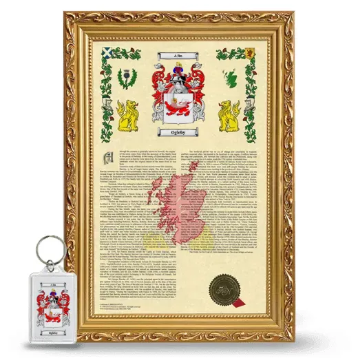 Ogleby Framed Armorial History and Keychain - Gold