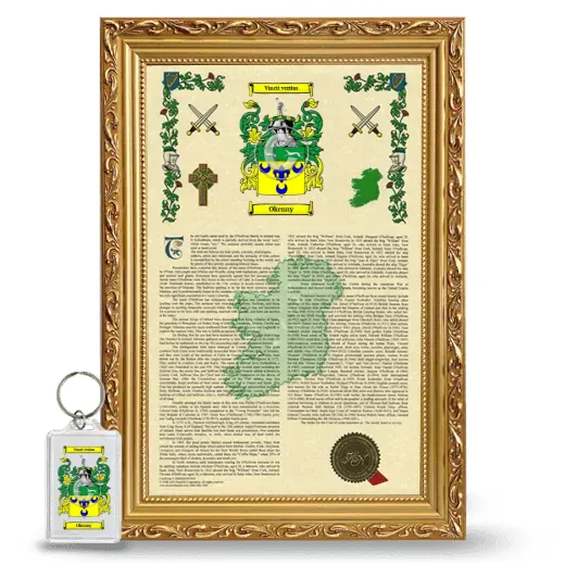 Okenny Framed Armorial History and Keychain - Gold