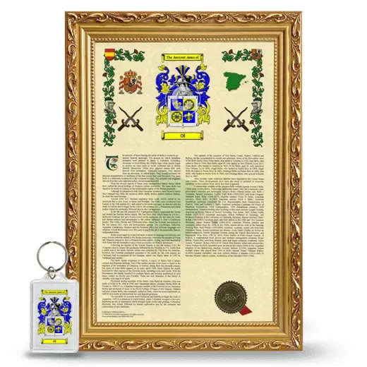 Ol Framed Armorial History and Keychain - Gold