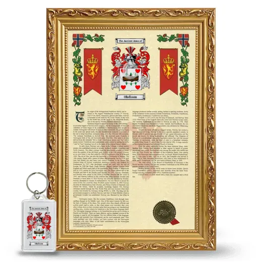 Olafsson Framed Armorial History and Keychain - Gold