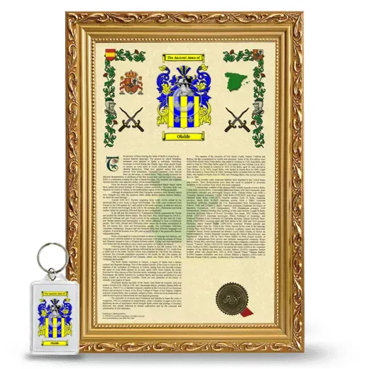 Olalde Framed Armorial History and Keychain - Gold