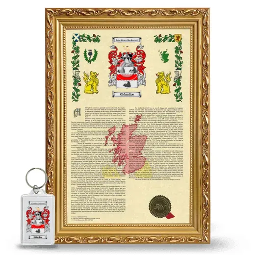 Oldardice Framed Armorial History and Keychain - Gold