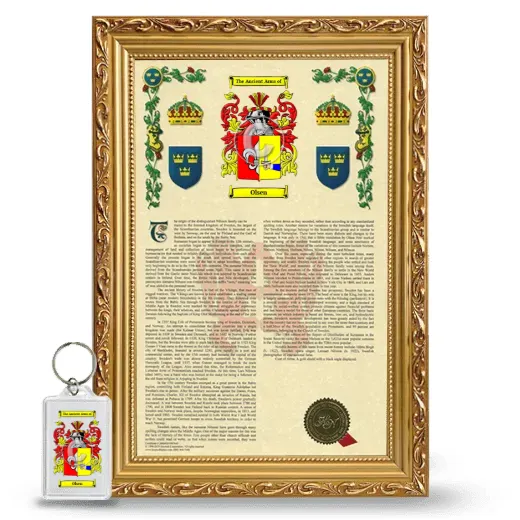 Olsen Framed Armorial History and Keychain - Gold