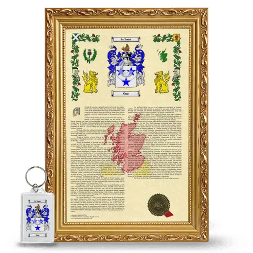 One Framed Armorial History and Keychain - Gold
