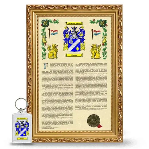 Oostra Framed Armorial History and Keychain - Gold