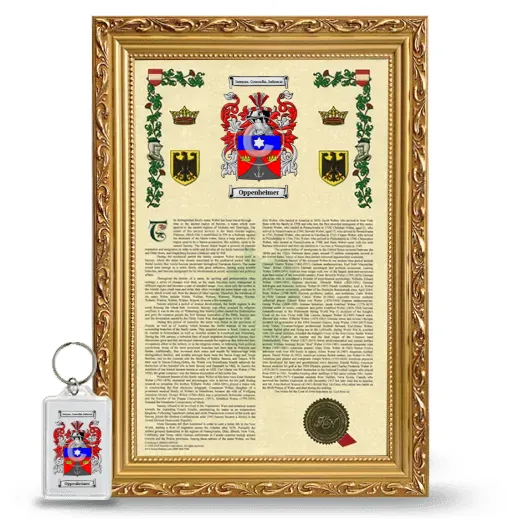Oppenheimer Framed Armorial History and Keychain - Gold
