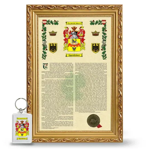 Oppenheimer Framed Armorial History and Keychain - Gold