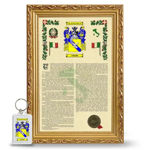 Orlando Framed Armorial History and Keychain - Gold