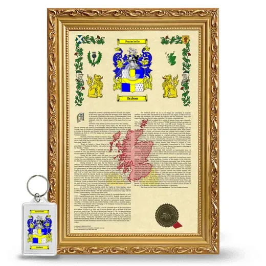 Orsbon Framed Armorial History and Keychain - Gold
