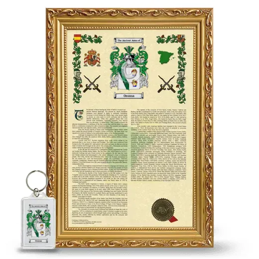 Ossuna Framed Armorial History and Keychain - Gold