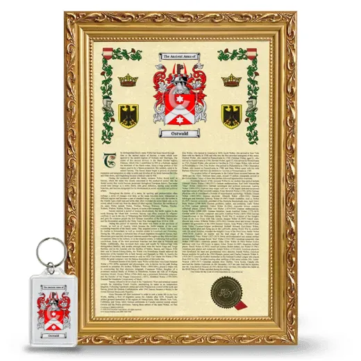 Ostwald Framed Armorial History and Keychain - Gold
