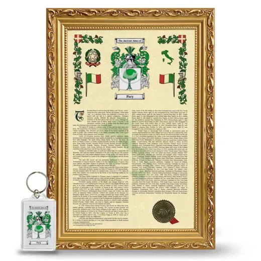 Pacy Framed Armorial History and Keychain - Gold