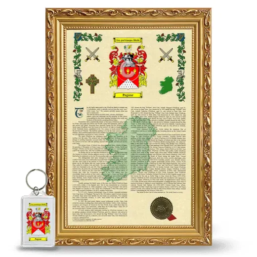 Pagane Framed Armorial History and Keychain - Gold