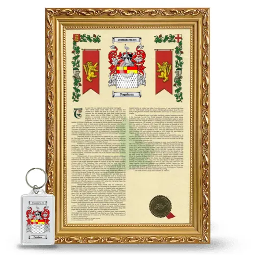Pageham Framed Armorial History and Keychain - Gold