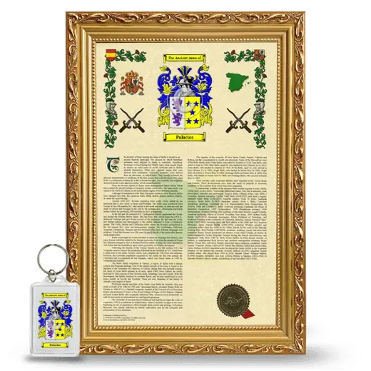 Palacios Framed Armorial History and Keychain - Gold