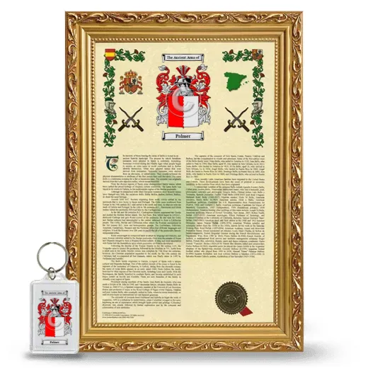 Palmer Framed Armorial History and Keychain - Gold