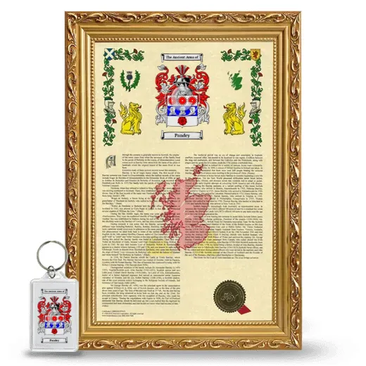 Pandey Framed Armorial History and Keychain - Gold