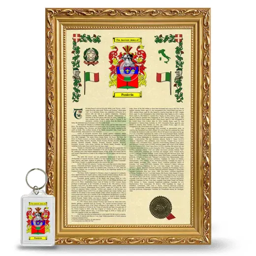 Paniccia Framed Armorial History and Keychain - Gold