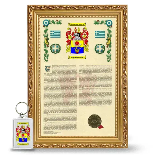 Papadopoulos Framed Armorial History and Keychain - Gold