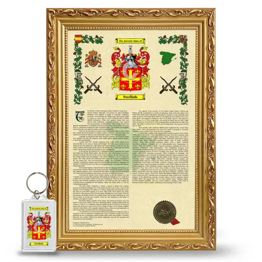 Parellada Framed Armorial History and Keychain - Gold