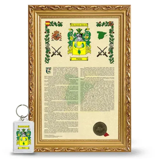 Parras Framed Armorial History and Keychain - Gold