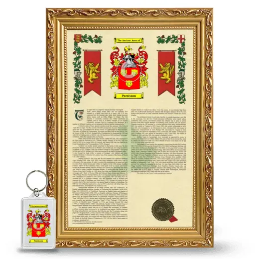 Parsisson Framed Armorial History and Keychain - Gold