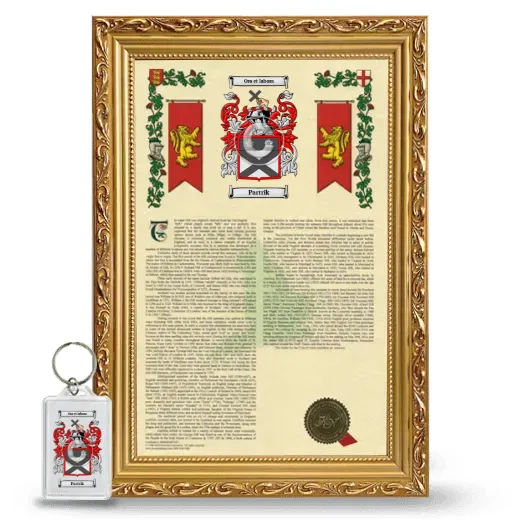 Partrik Framed Armorial History and Keychain - Gold