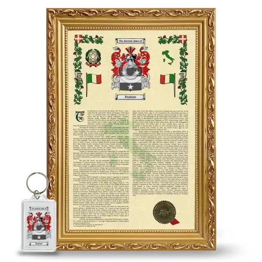 Pastore Framed Armorial History and Keychain - Gold