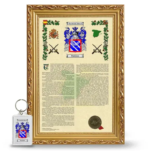 Pastrana Framed Armorial History and Keychain - Gold
