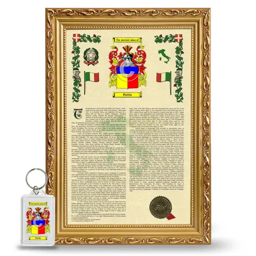 Pattis Framed Armorial History and Keychain - Gold