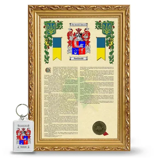 Pawlowski Framed Armorial History and Keychain - Gold