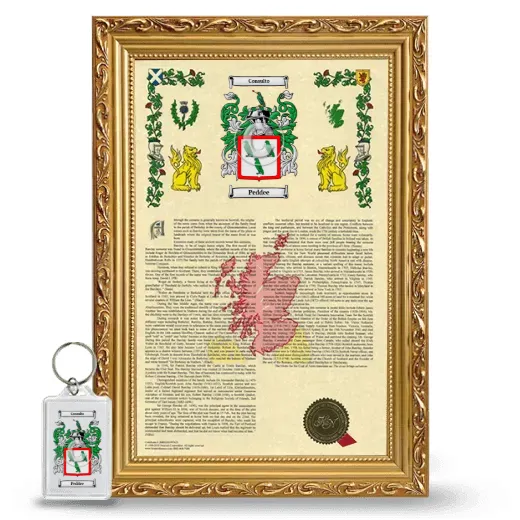 Peddee Framed Armorial History and Keychain - Gold