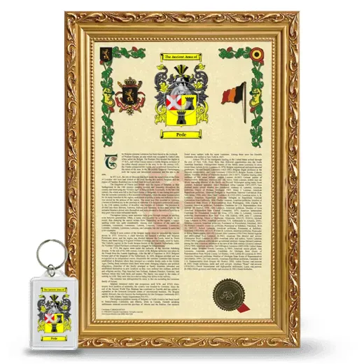 Pede Framed Armorial History and Keychain - Gold
