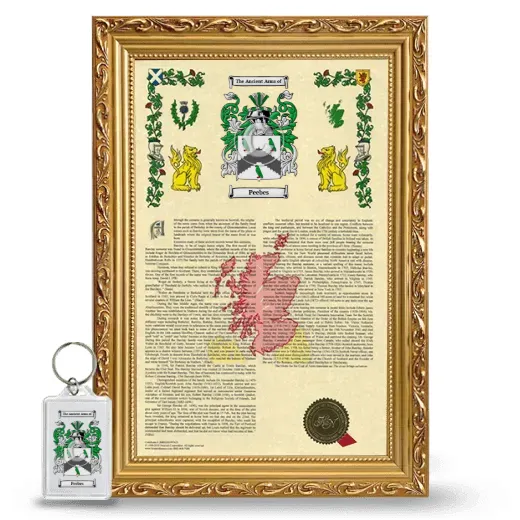 Peebes Framed Armorial History and Keychain - Gold