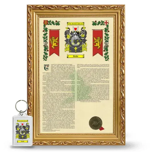 Peeke Framed Armorial History and Keychain - Gold
