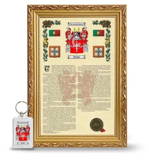 Pereira Framed Armorial History and Keychain - Gold