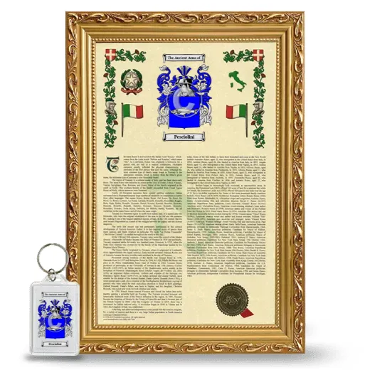 Pesciolini Framed Armorial History and Keychain - Gold