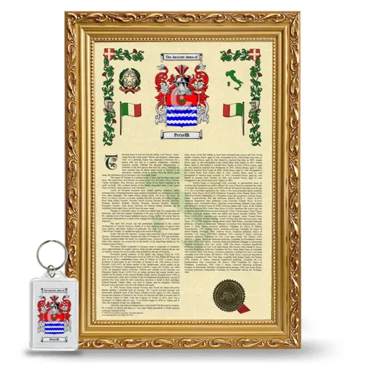 Petrelli Framed Armorial History and Keychain - Gold