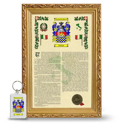 Pezzani Framed Armorial History and Keychain - Gold