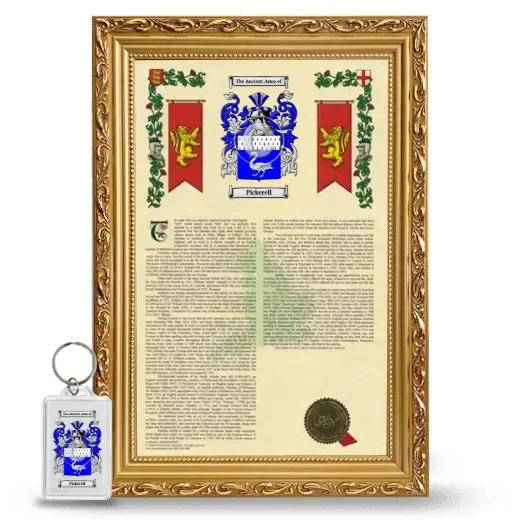 Pickerell Framed Armorial History and Keychain - Gold