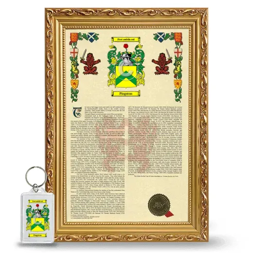Pingston Framed Armorial History and Keychain - Gold