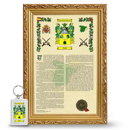 Pinol Framed Armorial History and Keychain - Gold