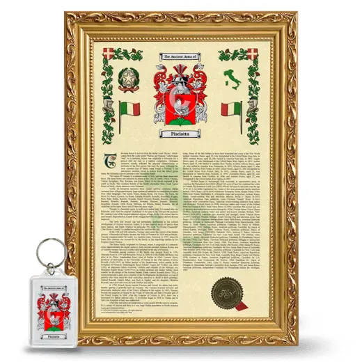 Pisciotta Framed Armorial History and Keychain - Gold